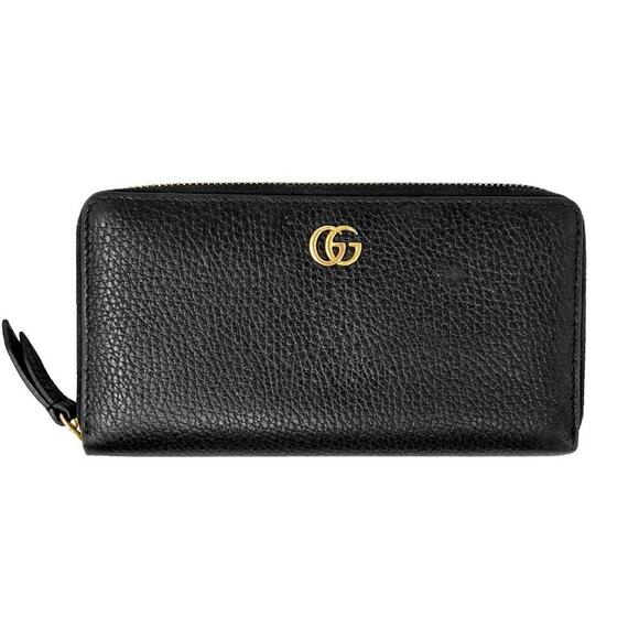 GUCCI Black Pebbled Leather Marmont Zip-Around Wallet - Picture 1 of 9